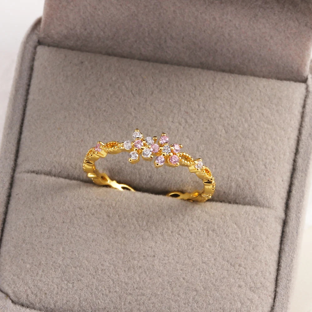 100 styles 14K Gold Plated Color Zircon Flower Crown Bow Open Ring Women Adjustable Stackable Finger Rings Wedding Jewelry Gift
