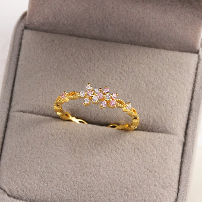 100 styles 14K Gold Plated Color Zircon Flower Crown Bow Open Ring Women Adjustable Stackable Finger Rings Wedding Jewelry Gift