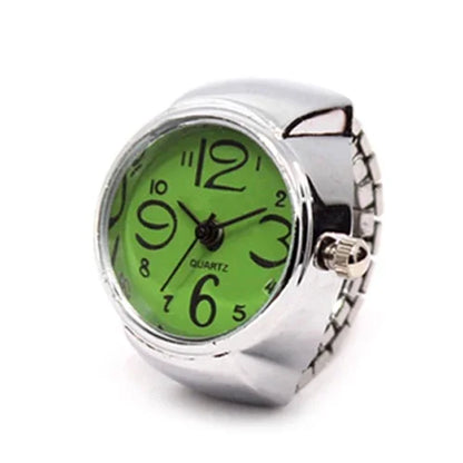 Punk Mini Quartz Watch Clock Finger Rings for Men Women Stainless Steel Elastic Strap Punk Couple Roman Ring Jewelry Gifts