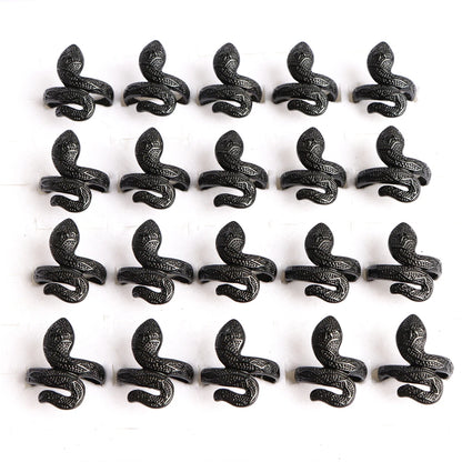 10pcs/lot Men Retro Punk Snake Rings For Women Antique Siver Color Opening Adjustable Jewelry Party Gifts