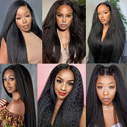 Kinky Straight Lace Frontal Wig for Black Women – Pre-Plucked 13x4 & 13x6, Up to 42 Inch