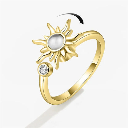 Fashion Fidget Spinner Ring Anxiety for Girls CZ Rose Flower Rotating Rings Demon Eyes Finger Ring Anti Stress Wedding Jewelry