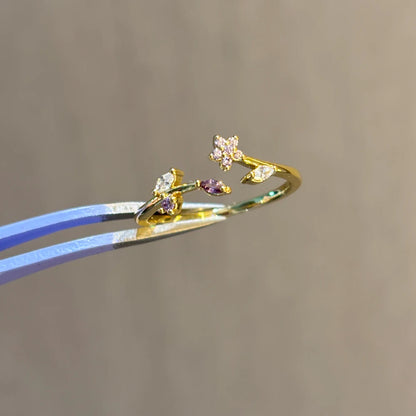 100 styles 14K Gold Plated Color Zircon Flower Crown Bow Open Ring Women Adjustable Stackable Finger Rings Wedding Jewelry Gift