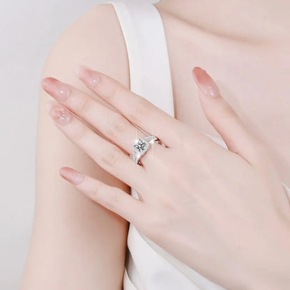 925 Sterling Silver Classic Ring for Women four claw jewelry simple diamond ring imitation diamond women's ring