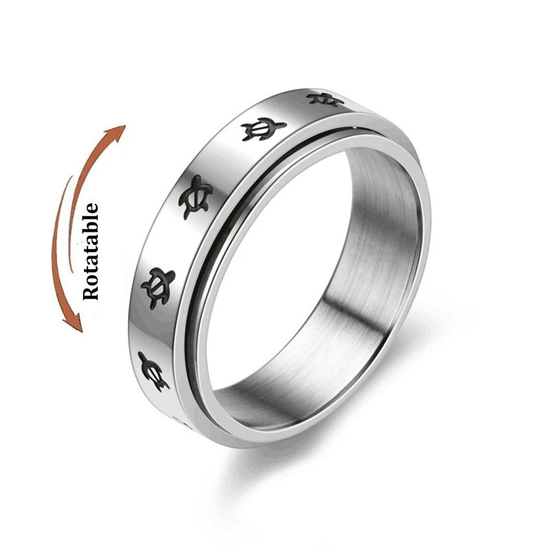 Anti Stress Anxiety Fidget Spinner Couple Rings Rotate Freely Jewelry for Men Women Stainless Steel Knuckle Ring Wedding Bague