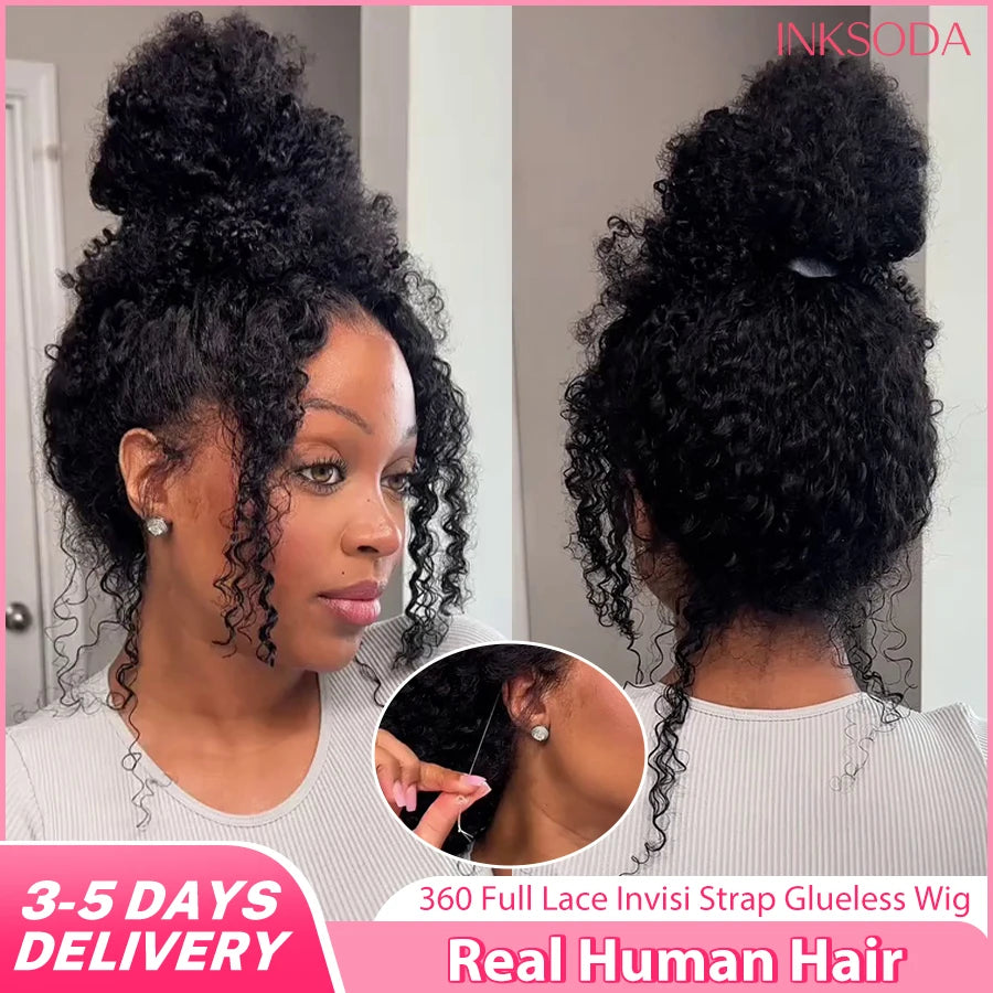 360 HD Full Lace Deep Wave Curly Wig – Invisible Strap Glueless, Pre-Plucked Water Wave