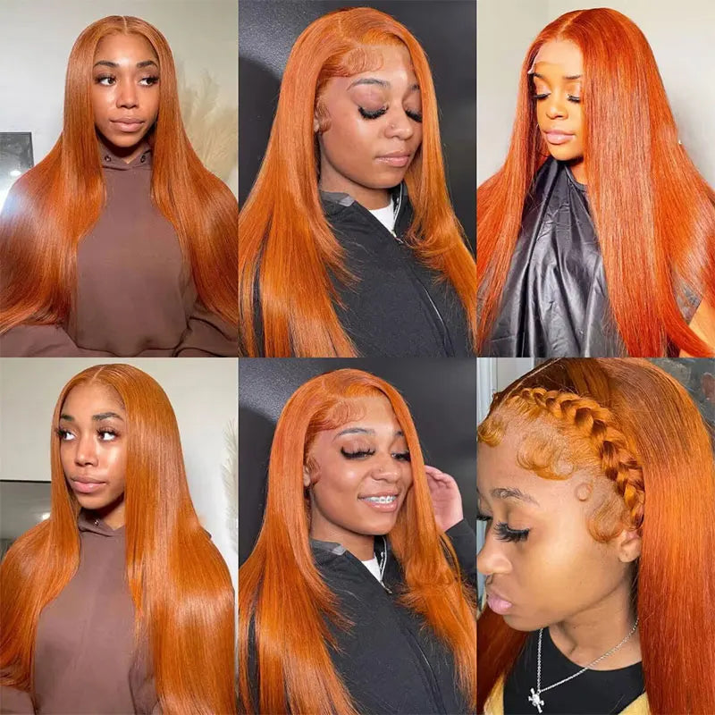 Straight Ginger Orange HD Lace Frontal Wig – #350 Long Lengths