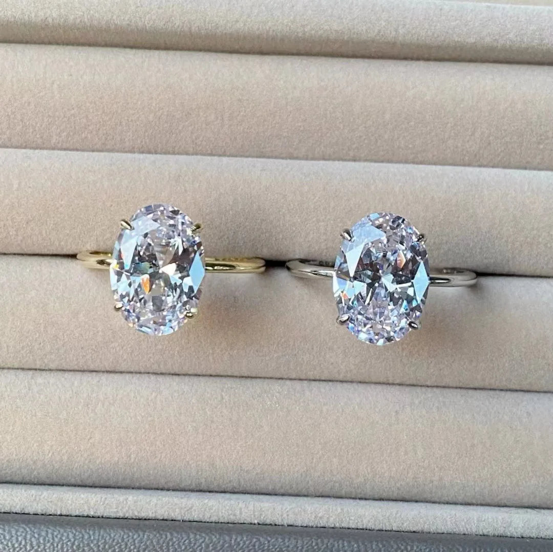 New Hot Selling Gold Plated Rings For Women Oval Cubic Zirconia Jewelry Wedding Engagement Ring Wholesale Size 5-10
