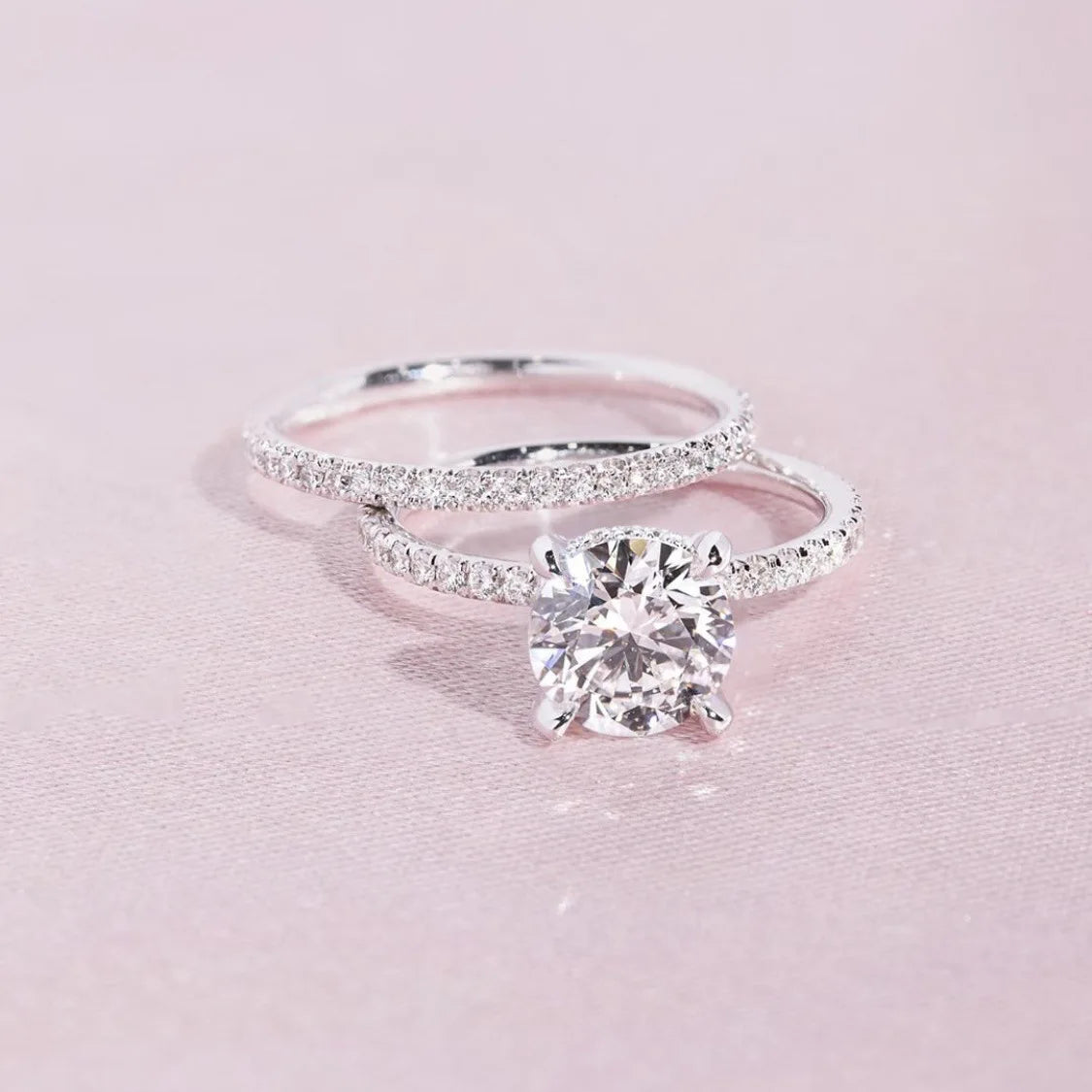 Hot Selling Silver Plated Rings Set For Women Geometric Punk Cubic Zirconia Jewelry Wedding Engagement Ring Wholesale Size 5-11
