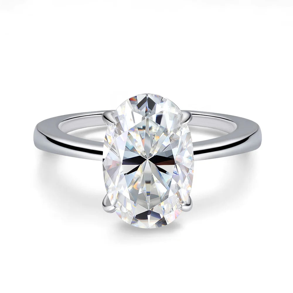 4.5CT Oval Cut Full Moissanite Rings for Women 925 Sterling Silver Certified Lab Diamond Engagement Wedding Ring Female Jewelry