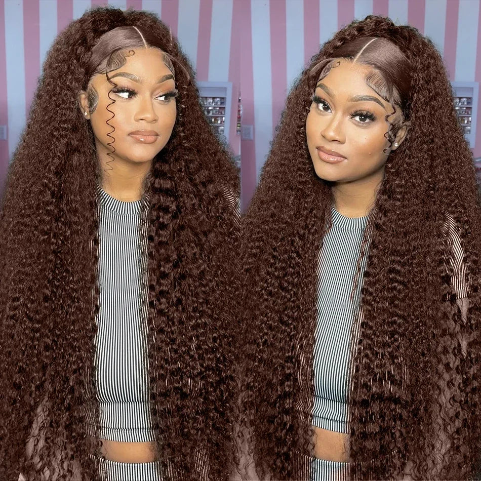 Chocolate Brown Deep Wave HD Lace Frontal Wig – 4x4, 13x4 & 13x6