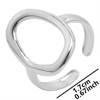 1Pc Stainless Steel Waterproof Women Personality Textured Chunky Open Rings Vintage Hollow Irregular Multi-layer Anillos Jewelry