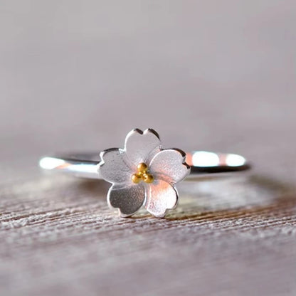 925 Sterling Silver cherry blossom Open Rings For Women Hypoallergenic Fashion Girl Sterling-silver-jewelry