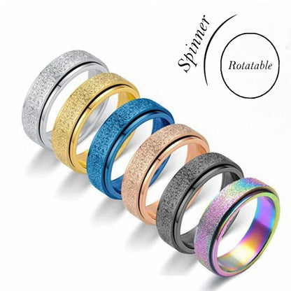 6MM Rotate Freely Spinning Stainless Steel Anxiety Rings For Women Spinner Fidgets Ring Anti Stress Men Rotating Punk Jewelry