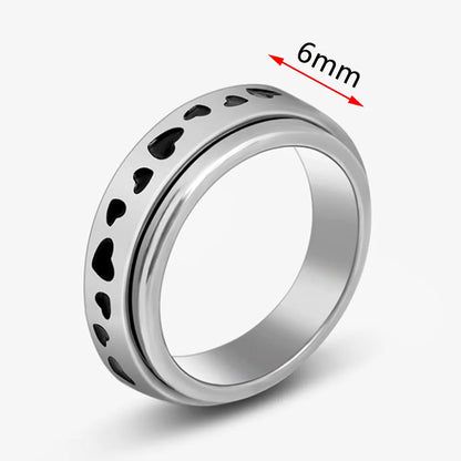 Fidget Spinner Anxiety Rings For Women Men Spinning Rotate Antistress Printing Stainless Steel Ring Accessories Trendy Jewelry