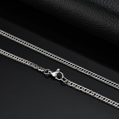 Punk Silver Color Chain Necklace for Men Women,Hip Hop Stainless Steel Braided Link Chokers,Classic Metal Jewelry Gift