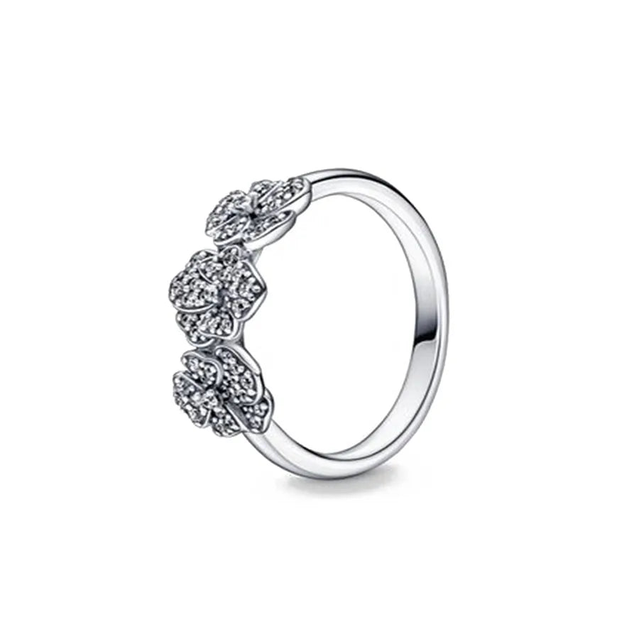 925 Silver Women Jewerly Accessories Ring Size 6 7 8 9 Pink Heart CZ Stone Red Black Rings DIY Birthday Gift Party