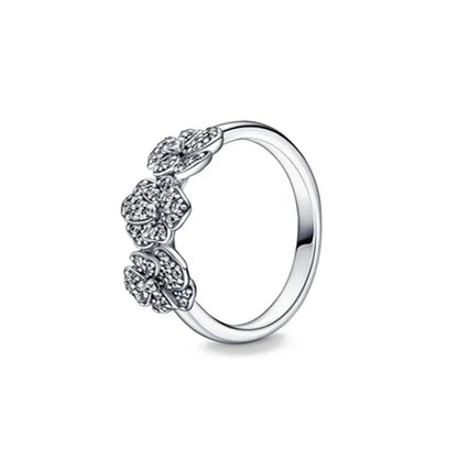 925 Silver Women Jewerly Accessories Ring Size 6 7 8 9 Pink Heart CZ Stone Red Black Rings DIY Birthday Gift Party