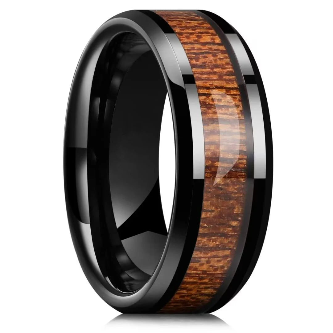Fashion 8mm Men Stainless Steel Rings Inlay Meteorite Abalone Shell Rings For Men Women Wedding Engagement Band Jewelry Gift