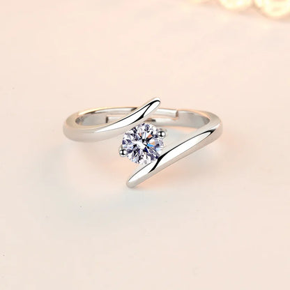 925 Sterling Silver Zircon Adjustable Engagement Rings For Women Wedding Elegant Jewelry Ladies Accessories Gifts R058