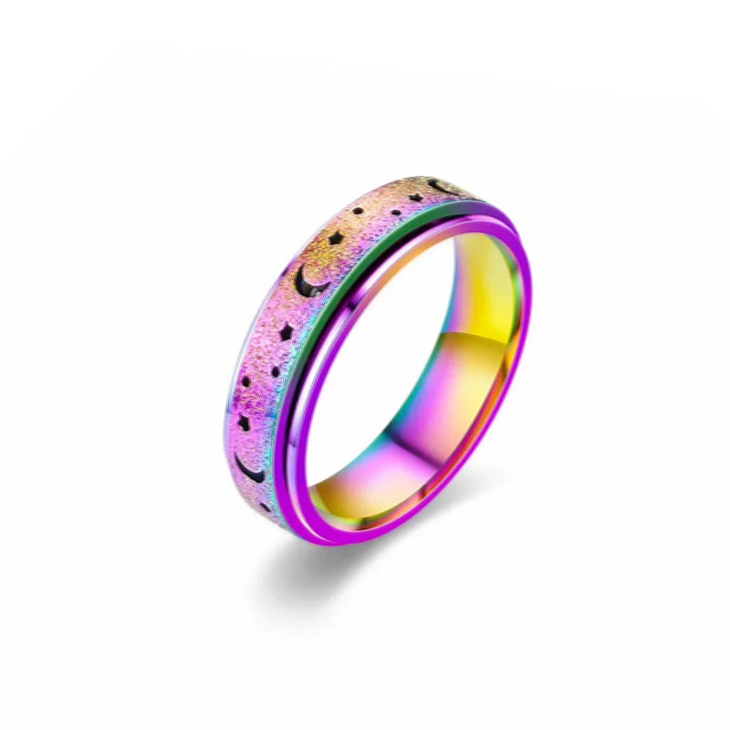 6MM Rotate Freely Spinning Stainless Steel Anxiety Rings For Women Spinner Fidgets Ring Anti Stress Men Rotating Punk Jewelry
