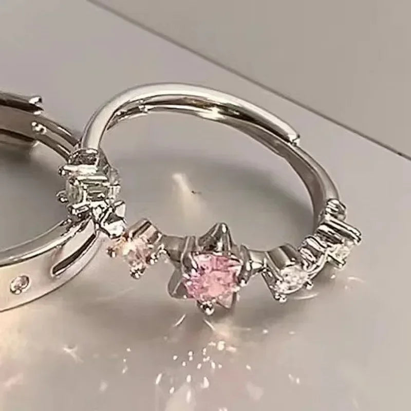Star Couple Models Adjustable Ring Men And Women Simple Index Finger Rings Light Luxury Tide Cool Pair Of Rings Jewelry Gift