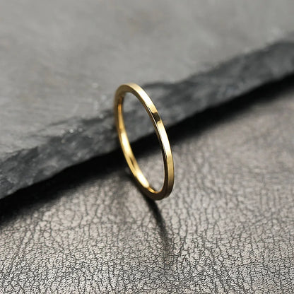 2mm Super Fine Stainless Steel Rings Fashion Flat Inside Spherical Titanium Ring Jewelry Accessories