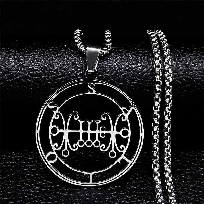 Stainless Steel Demon Seal Necklace Men/Women Silver Color Satan LILITH Necklaces & Pendants Jewery colares feminino N1331S03