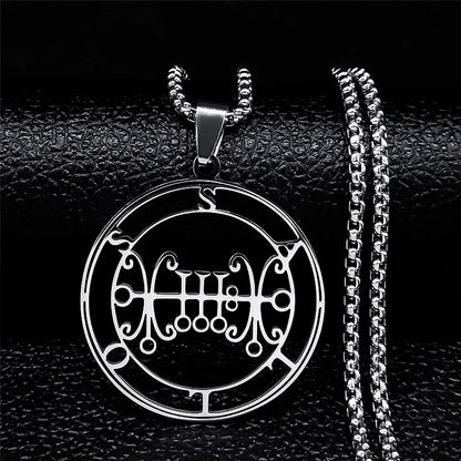 Stainless Steel Demon Seal Necklace Men/Women Silver Color Satan LILITH Necklaces & Pendants Jewery colares feminino N1331S03