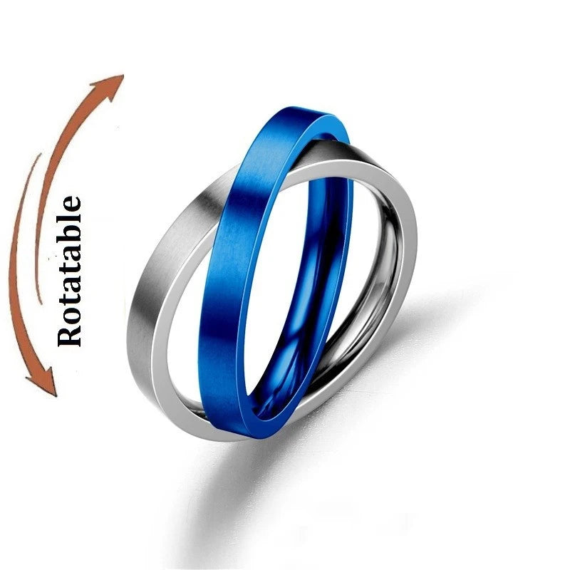 Anti Stress Anxiety Fidget Spinner Couple Rings Rotate Freely Jewelry for Men Women Stainless Steel Knuckle Ring Wedding Bague
