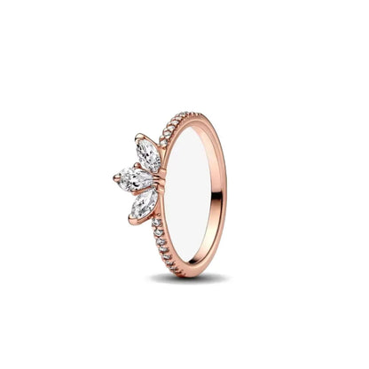 Rose Gold Clor Flower Heart Pink Ring New Hot Selling  Rings Suitable For  Matching DIY Birthday Gift 925 Silver