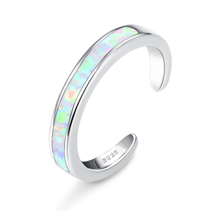 Fansilver S925 Sterling Silver Toe Rings for Women Adjustable White Gold Plated Flower Cz Snake Twist Opal Band Rings Jewelry