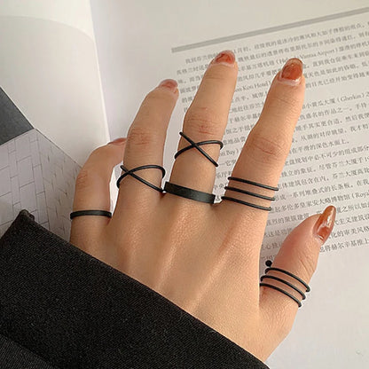 Boho Gold Color Cross Wide Rings Set For Women Girls Simple Chain Finger Tail Rings 2022 NEW Bijoux Jewelry Gifts Ring Female