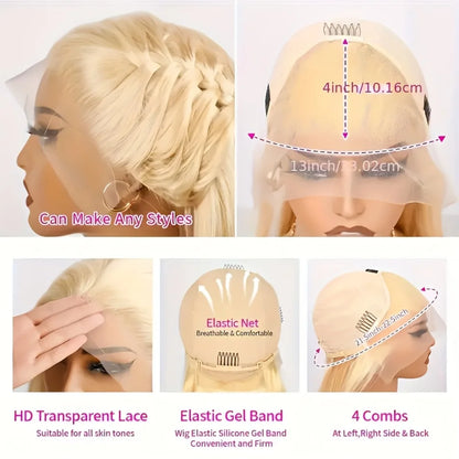 613 Blonde Straight HD Lace Frontal Wig – Pre-Colored Pre-Plucked 13x6, 200%