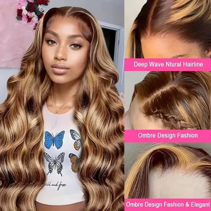4/27 Highlight Honey Blonde Body Wave HD Lace Frontal Wig – Pre-Plucked 13x4 & 13x6