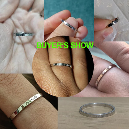 COOLTIME Personalized Custom Ring For Women Stainless Steel Gold Color Engrave Name Rings Anniversary Jewelry Gift Couple Mom