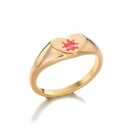 Sweet Heart Zirconia Rings for Women Stainless Steel Gold-Plated Layered Design Everyday Wear Valentine's Day Party Jewelry Gift