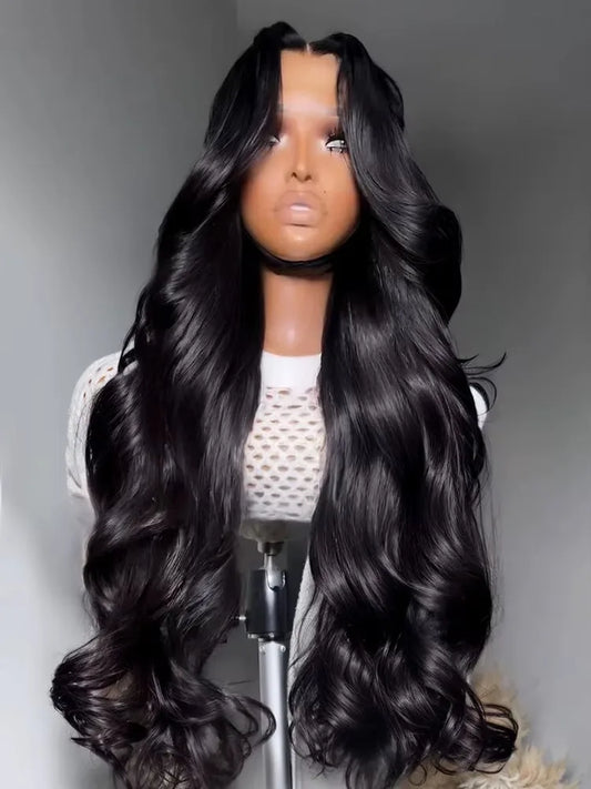 Natural Black Body Wave 360 Full Lace Wig – Pre-Plucked 13x4 & 13x6, 250%