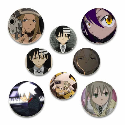 58MM Anime Soul Eater Pins Tinplate Brooch Figure Badge Handmade Brooches for Backpack Clothes Decoration Fashion Jewelry Gifts