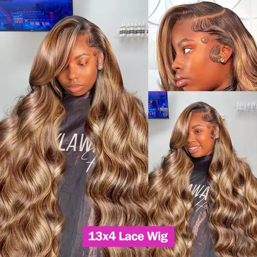 4/27 Highlight Ombre Blonde Body Wave HD Lace Frontal Wig – 13x4 & 13x6, 36 Inch 200%