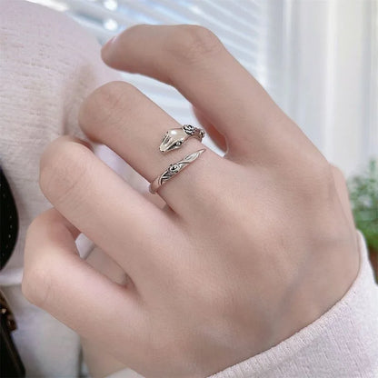 2pcs/set Trendy Snake Ring Adjustable Animal Rings Reptile for Men Women Fashion Punk Boy Girl Birthday Jewelry Gifts