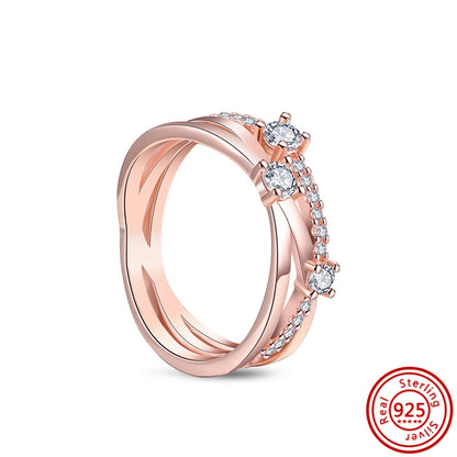925 Sterling Silver Original Rose Gold Plated Fashion Women Ring Flower Green Zircon Design Jewelry Exquisite Wedding Gift Rings