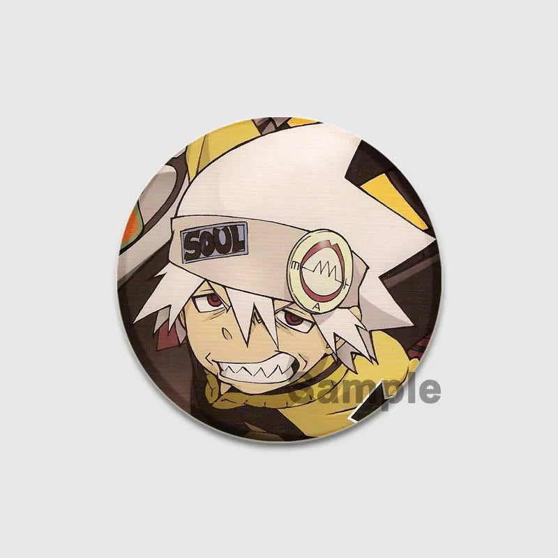 58MM Anime Soul Eater Pins Tinplate Brooch Figure Badge Handmade Brooches for Backpack Clothes Decoration Fashion Jewelry Gifts
