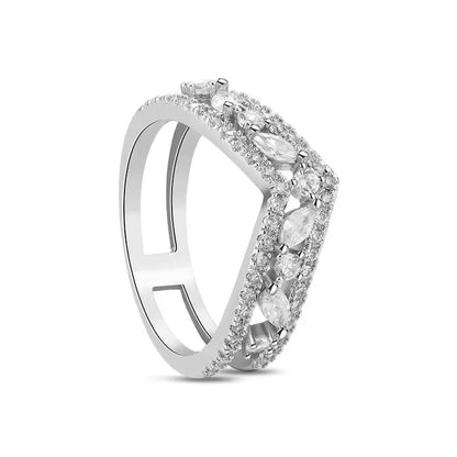 925 Sterling Silver  Crown Heart Flower Zircon Rings For Women Love Promise Engagement Band Fashion Ring Set