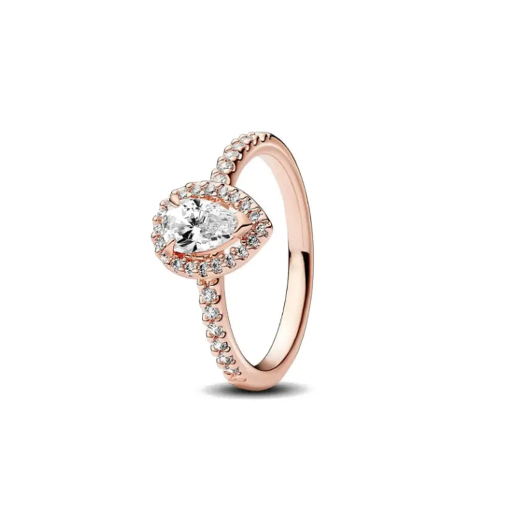 Rose Gold Clor Flower Heart Pink Ring New Hot Selling  Rings Suitable For  Matching DIY Birthday Gift 925 Silver