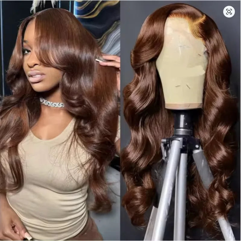 Chocolate Brown Body Wave HD Lace Front Wig – 13x4 & 13x6, 200% Density Pre-Plucked