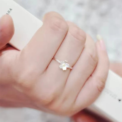 925 Sterling Silver cherry blossom Open Rings For Women Hypoallergenic Fashion Girl Sterling-silver-jewelry