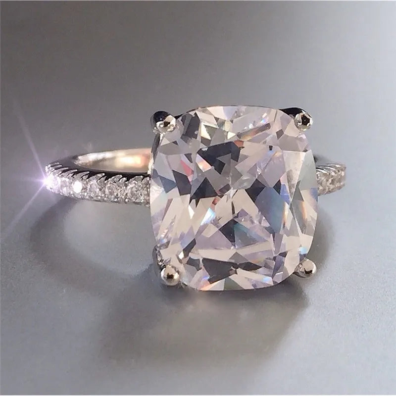 Luxury 925 Sterling SILVER Oval Square Simulated Diamond Rings Finger For Cocktail ENGAGEMENT WEDDING Women JEWELRY