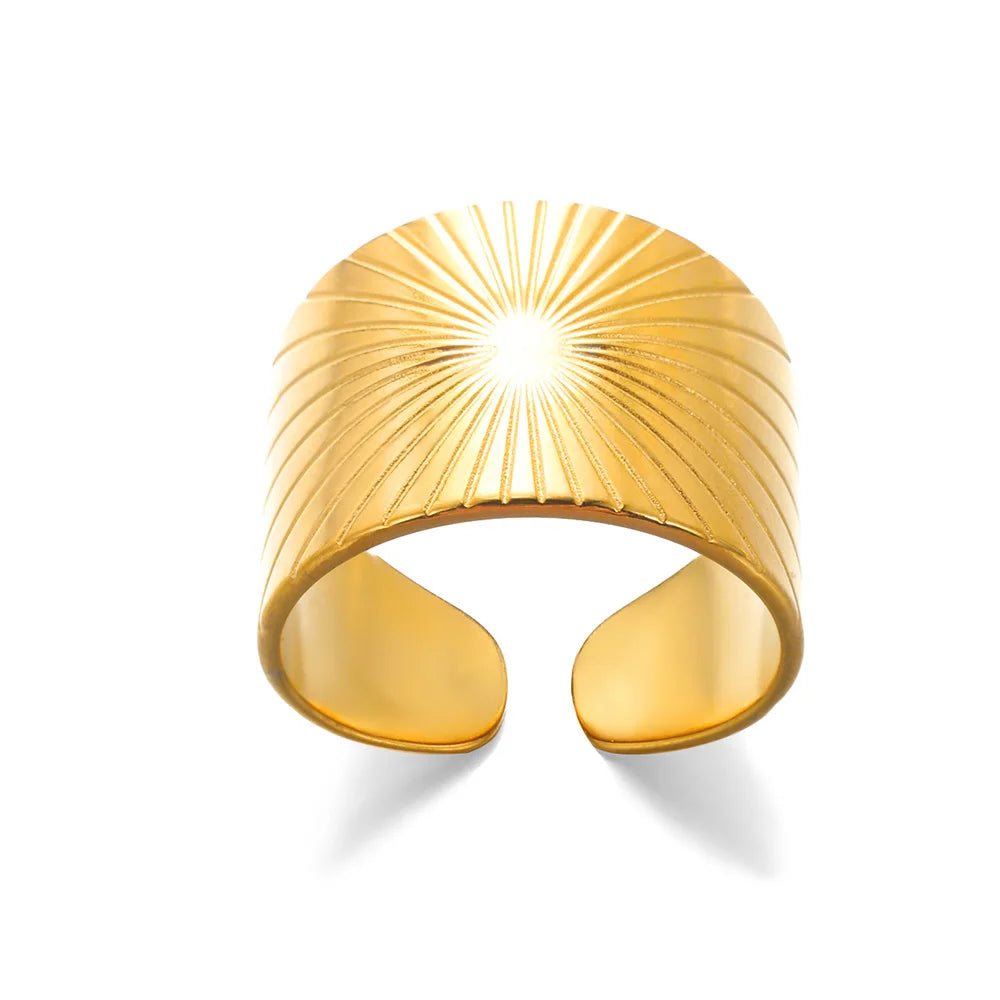 Stainless Steel Round Rings For Women Zircon Geometric Gold Color Crystal Ring Aesthetic Wedding Party Jewerly Gift Bague Femme