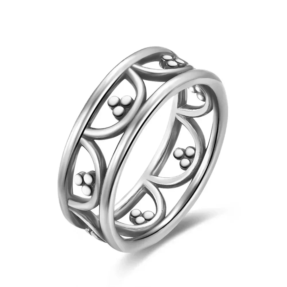 925 Sterling Silver Ring Vintage Hollow Out Design and Delicate Vintage Flower Hip Pop Rings Fine Jewelry Gift For Women Men